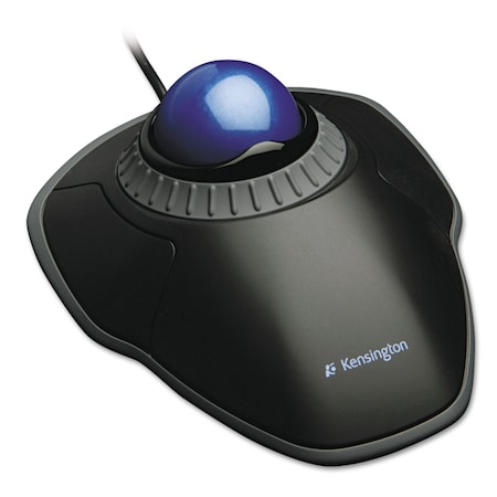 Kensington Orbit Trackball with Scroll Ring, USB 2.0, Left/Right Hand Use, Black/Blue K72337US
